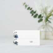 Dusty Blue Botanical Wedding Plaatskaartje (Staand voorkant)