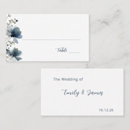 Dusty Blue Botanical Wedding Plaatskaartje
