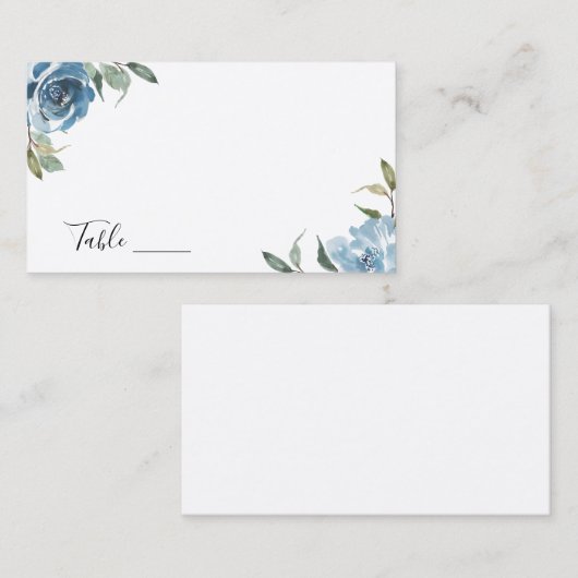 Dusty Blue Botanical Wedding Plaatskaartje (Voorkant / Achterkant)