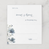 Dusty Blue Botanical Wedding Plaatskaartje (Buitenkant ongevouwen)