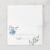 Dusty Blue Botanical Wedding Plaatskaartje (Buitenkant ongevouwen)