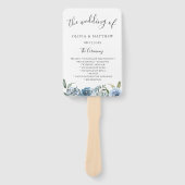 Dusty Blue Botanical Wedding Program Hand Fan Handwaaier (Voorkant)