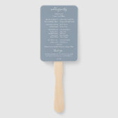 Dusty Blue Botanical Wedding Program Hand Fan Handwaaier (Achterkant)