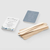 Dusty Blue Botanical Wedding Program Hand Fan Handwaaier (Niet-gemonteerd)