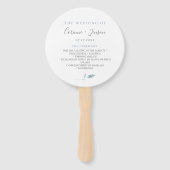 Dusty Blue Botanical Wedding Program Hand Fans Handwaaier (Voorkant)