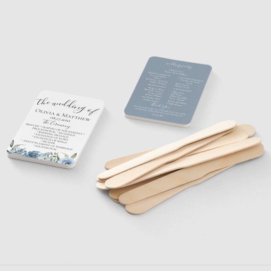 Dusty Blue Botanical Wedding Program Handwaaier (Niet-gemonteerd)