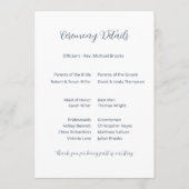 Dusty Blue Botanical Wedding Programmakaart (Achterkant)
