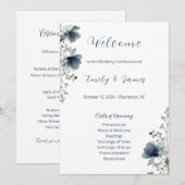 Dusty Blue Botanical Wedding Programmakaart (Voorkant / Achterkant)