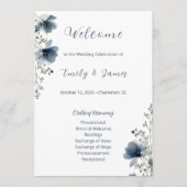 Dusty Blue Botanical Wedding Programmakaart (Voorkant)