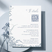 Dusty Blue Botanical Wedding QR Code Details Informatiekaartje
