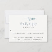 Dusty Blue Botanical Wedding RSVP Kaart (Voorkant)