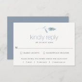 Dusty Blue Botanical Wedding RSVP Kaart (Voorkant / Achterkant)