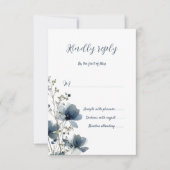 Dusty Blue Botanical Wedding RSVP Kaartje (Voorkant)