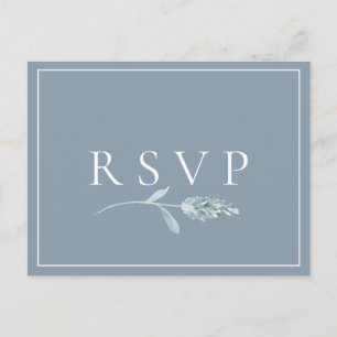 Dusty Blue Botanical Wedding RSVP Song Aanvraag Uitnodiging Briefkaart