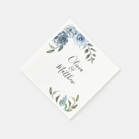 Dusty Blue Botanical Wedding Servet (Hoek)