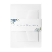 Dusty Blue Botanical Wedding Uitnodigingen Wikkel (Voorkant Voorbeeld)