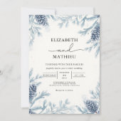 Dusty Blue Botanical Winter Wedding Kaart (Voorkant)