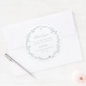 Dusty Blue Botanical Wreath Trouwgunst Ronde Sticker (Envelop)