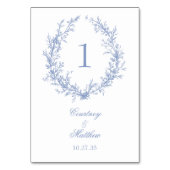 Dusty Blue Botanical Wreath Wedding Kaart (Voorkant)