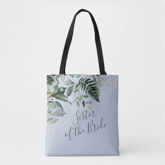 Dusty blue botanical Zuster van het bruidgeschenk Tote Bag (Voorkant)