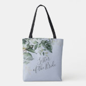 Dusty blue botanical Zuster van het bruidgeschenk Tote Bag (Achterkant)
