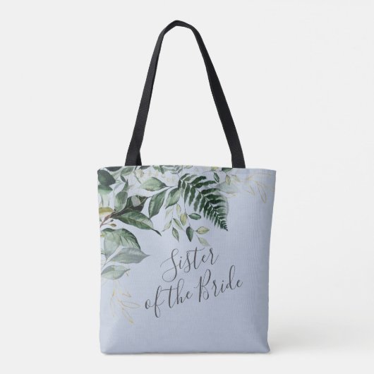 Dusty blue botanical Zuster van het bruidgeschenk Tote Bag (Achterkant)