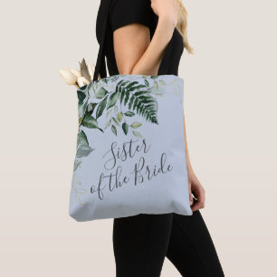 Dusty blue botanical Zuster van het bruidgeschenk Tote Bag