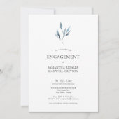 Dusty Blue Botanicals Engagement Party Uitnodiging (Voorkant)