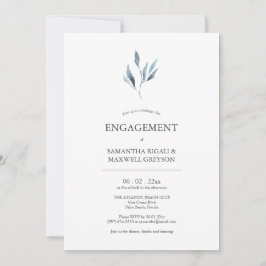 Dusty Blue Botanicals Engagement Party Uitnodiging