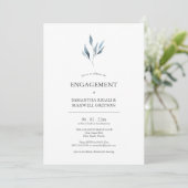Dusty Blue Botanicals Engagement Party Uitnodiging (Staand voorkant)