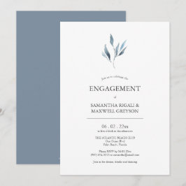 Dusty Blue Botanicals Engagement Party Uitnodiging