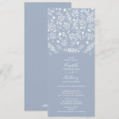 Dusty Blue Botanicals Wedding Kaart (Voorkant / Achterkant)