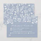 Dusty Blue Botanicals Wedding RSVP Kaartje (Voorkant / Achterkant)