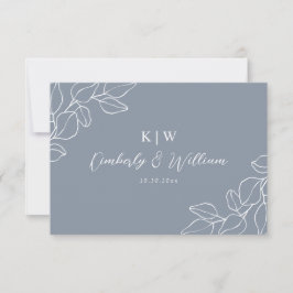 Dusty Blue Botanische Bruiloft RSVP KAART