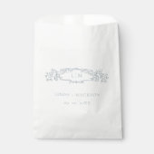 Dusty Blue botanische kam monogram bruiloft Bedankzakje (Voorkant)