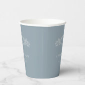 Dusty Blue botanische kam monogram bruiloft Papieren Bekers (Rechts)