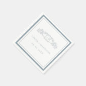 Dusty Blue botanische kam monogram bruiloft Servet (Hoek)