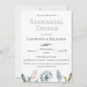 Dusty Blue Botanische repetitie Diner uitnodiging (Voorkant)