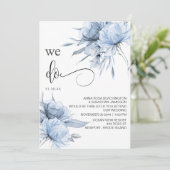 *~* Dusty Blue Bouqet AR15 Floral RSVP QR WEDDING Kaart (Staand voorkant)