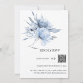 *~* Dusty Blue Bouqet AR15 Floral RSVP QR WEDDING Kaart (Achterkant)