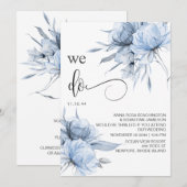 *~* Dusty Blue Bouqet AR15 Floral RSVP QR WEDDING Kaart (Voorkant / Achterkant)