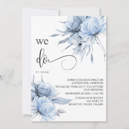 *~* Dusty Blue Bouqet AR15 Floral RSVP QR WEDDING Kaart