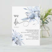 *~* Dusty Blue Bouqet RSVP QR AR15 Floral WEDDING Kaart (Staand voorkant)