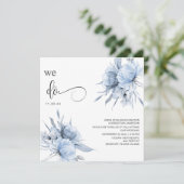 *~* Dusty Blue Bouquet AR15 Floral QR RSVP WEDDING Kaart (Staand voorkant)