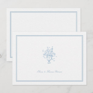 Dusty Blue Bouquet Classic Lijst Trouwpaar Notitiekaartje