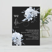 *~* Dusty Blue Bouquet QR Floral RSVP AR15 WEDDING Kaart (Staand voorkant)