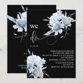 *~* Dusty Blue Bouquet QR Floral RSVP AR15 WEDDING Kaart (Voorkant / Achterkant)