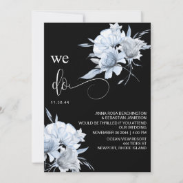 *~* Dusty Blue Bouquet QR Floral RSVP AR15 WEDDING Kaart