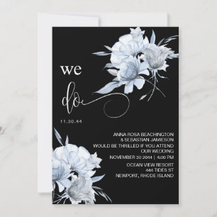 *~* Dusty Blue Bouquet QR Floral RSVP AR15 WEDDING Kaart