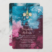 Dusty Blue Bourgogne Alcohol Brunch en Bubbly Kaart (Voorkant / Achterkant)